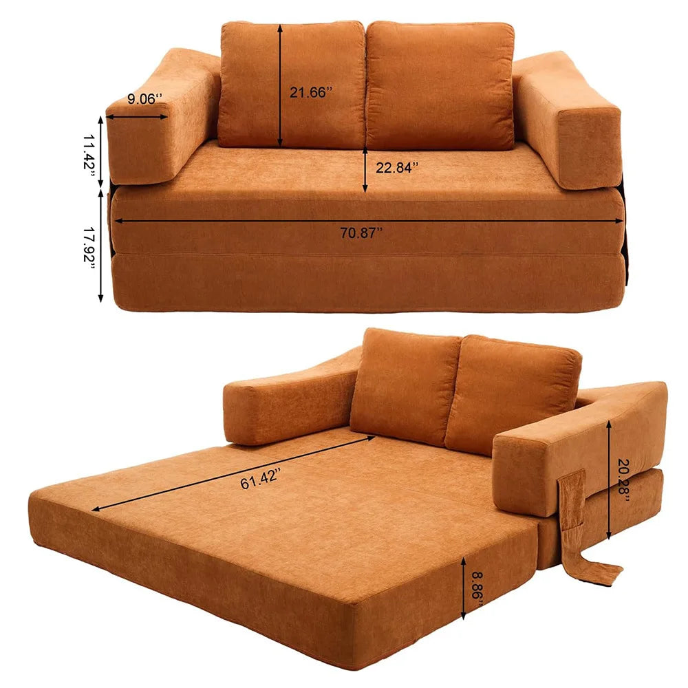 Multi-Functional Compression Sofa Bed – Folding Lazy Fabric Sofa for Living Room & Nap Use