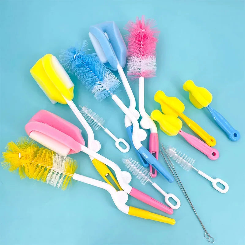 5-Piece Baby Bottle Brush Set 360° Rotating Nipple, Pacifier & Cup Cleaner with Soft Food-Grade Bristles
