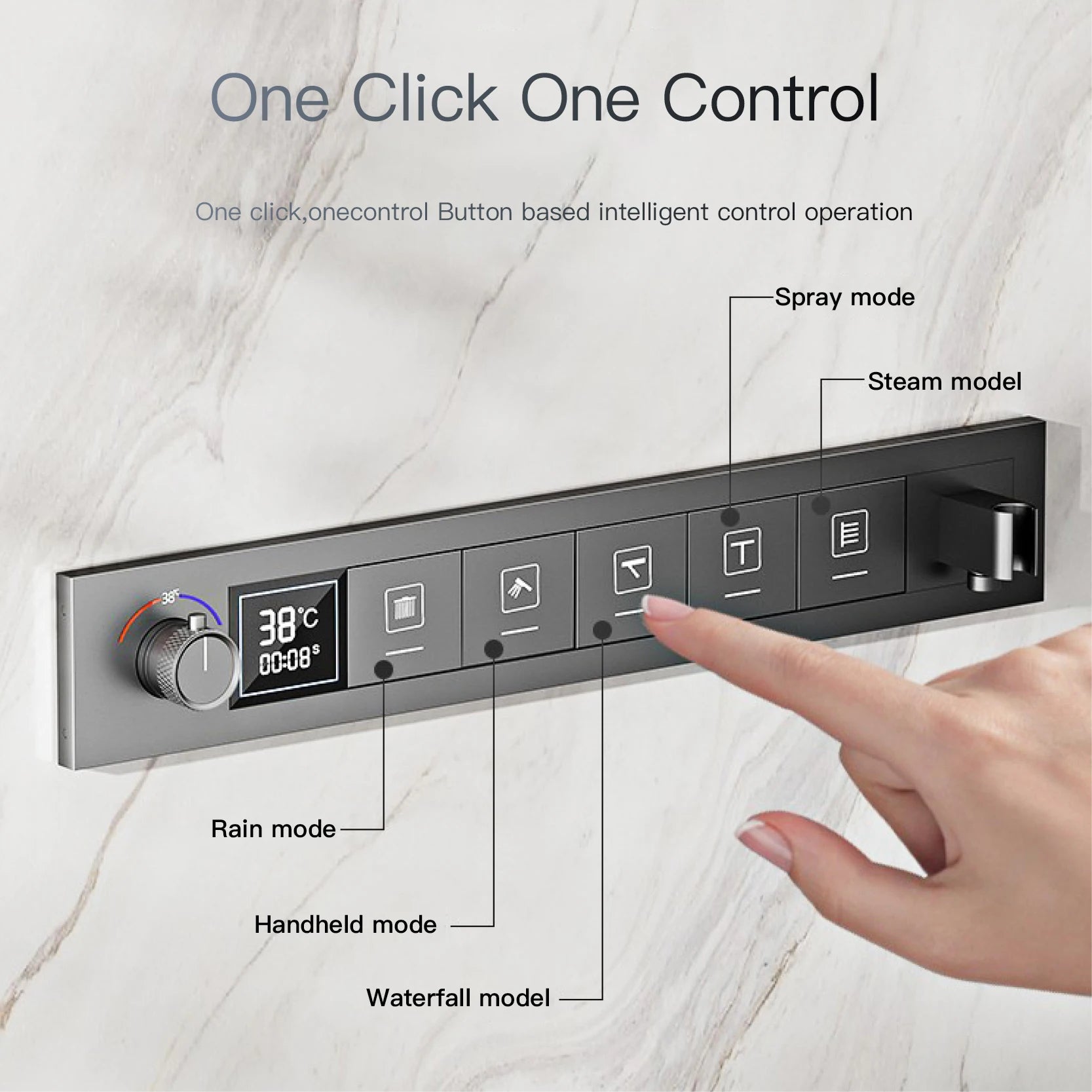 Luxury Black Brass LED Digital Shower System – Wall-Mounted 4-Function Ceiling Shower with Hot & Cold Dual Control