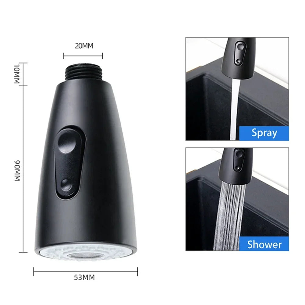2-Mode Pull-Out Faucet Aerator Sprayer  Water-Saving Nozzle & Shower Head Bubbler for Kitchen & Bathroom