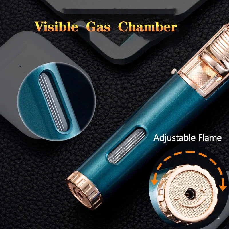 2024 JOBON Metal Windproof Gas Lighter – 360° Blue Flame Torch Jet Ignition for Outdoor, BBQ & Kitchen Use
