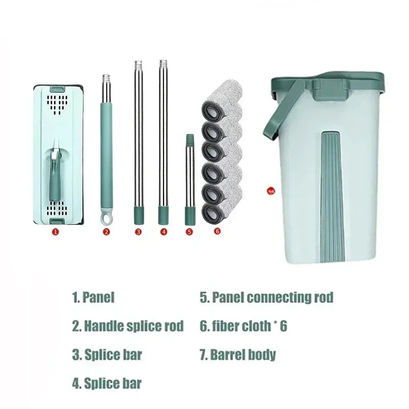 Flat Squeeze Mop with Bucket – Easy Wring Microfiber Floor Cleaner for Wet & Dry Use on Hardwood, Tile & Laminate