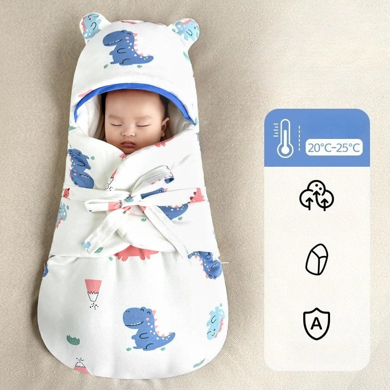 Autumn & Winter Baby Swaddle Blanket – Cute Cartoon Cotton Newborn Wrap (0–6 Months)