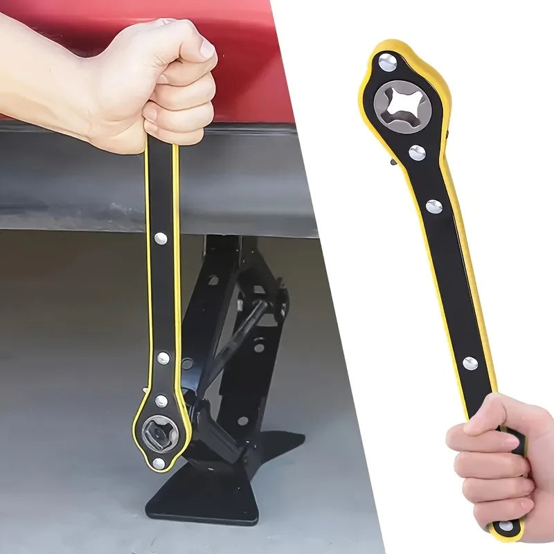 Auto Labor-Saving Jack Ratchet Wrench – Long Handle Scissor Lug Wrench with 360° Knob Design for Tire & Wheel Change
