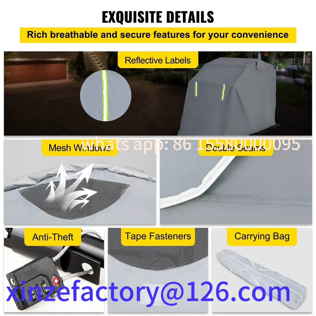 Heavy-Duty Waterproof Motorcycle Shelter | 420D Oxford Customizable Motorbike Garage & Sunshade Storage Cover