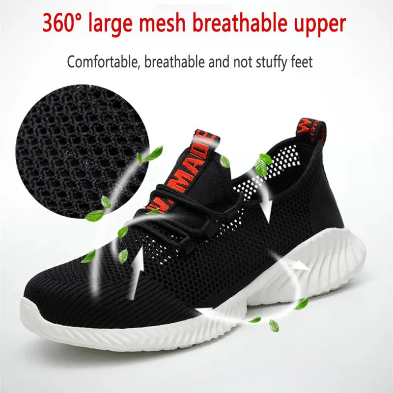 Breathable Lightweight Safety Work Shoes – Steel Toe, Anti-Slip & Anti-Puncture Summer Protection Footwear