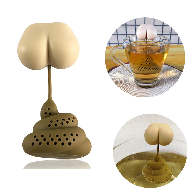 Funny Poop-Shaped Reusable Silicone Tea Infuser – Creative Herbal Tea & Coffee Strainer