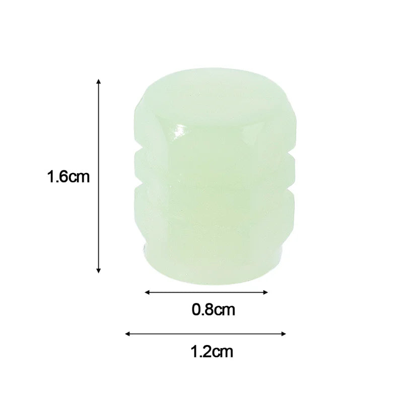 4PCS Luminous Tire Valve Stem Caps – Fluorescent Wheel Decoration for Car, Motorcycle & Bike