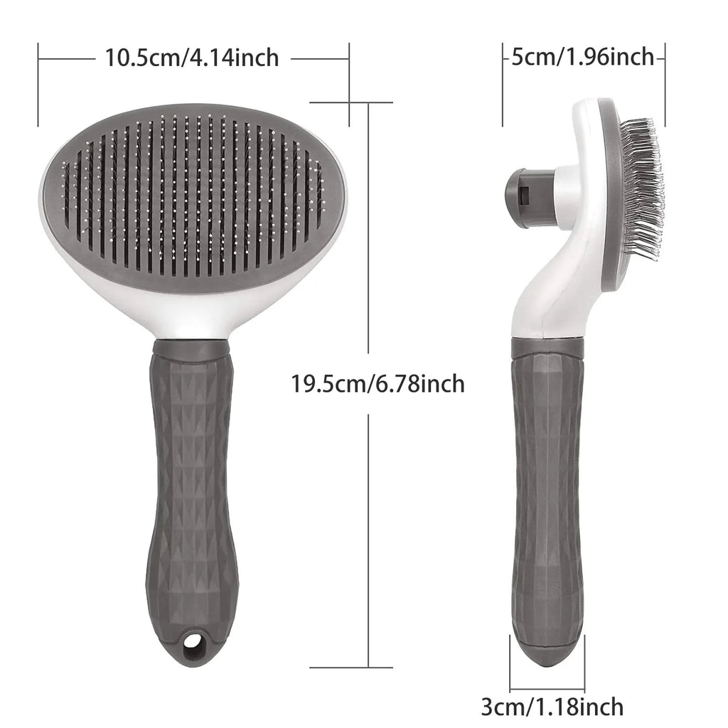Cat & Dog Grooming Brush – Stainless Steel Pet Hair Removal Comb with Non-Slip Handle