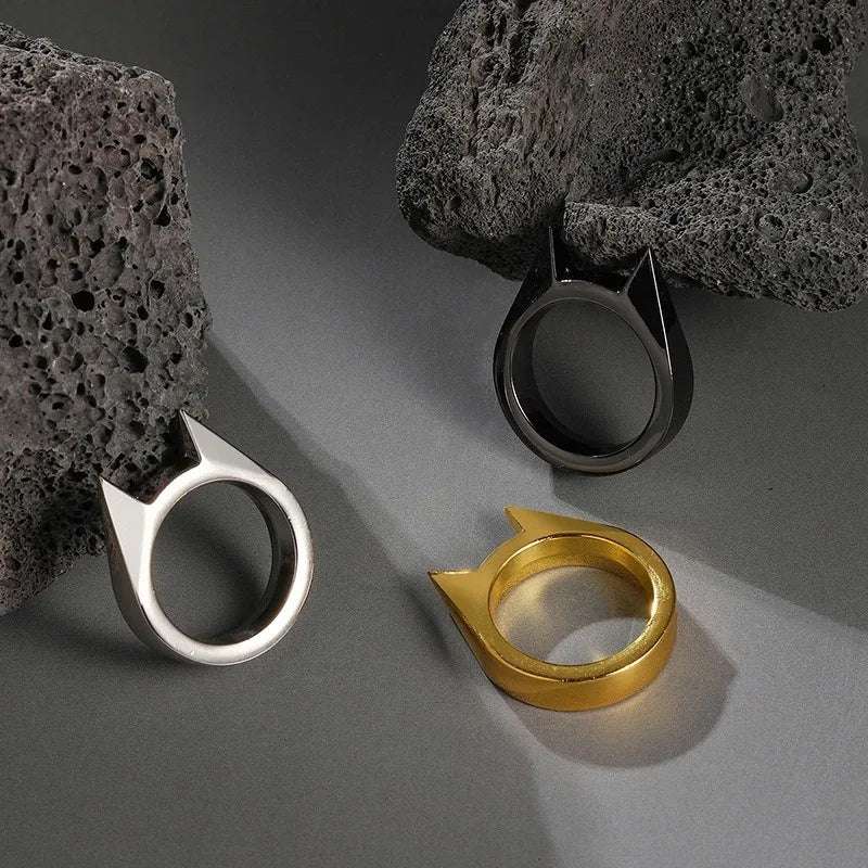 Cat Ear Self-Defense Ring  Portable Stainless Steel Personal Protection Tool