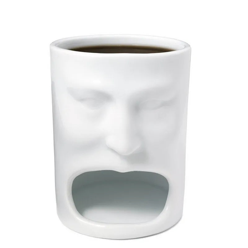 Creative Ceramic Mug with Biscuit Holder 170ml Coffee & Tea Cup with Built-In Cookie Tray, Funny Gift Idea