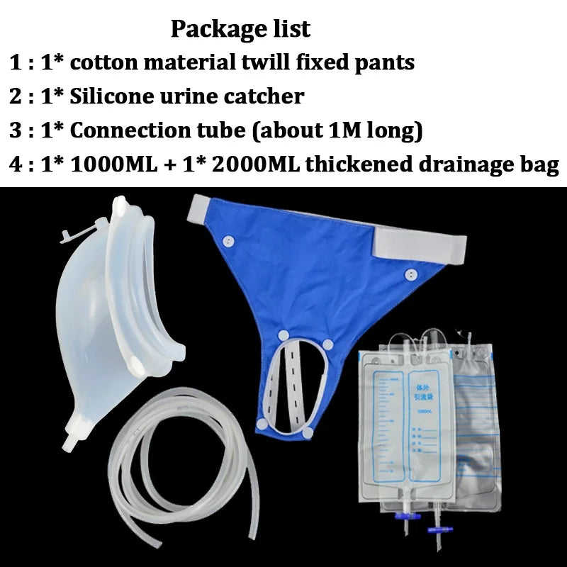 Bedridden Incontinence Urine Underpants – Removable Silicone Urinal with Drainage Bag