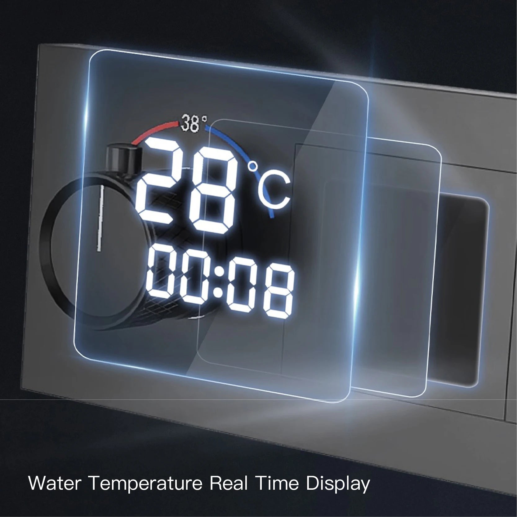 Luxury Black Brass LED Digital Shower System – Wall-Mounted 4-Function Ceiling Shower with Hot & Cold Dual Control