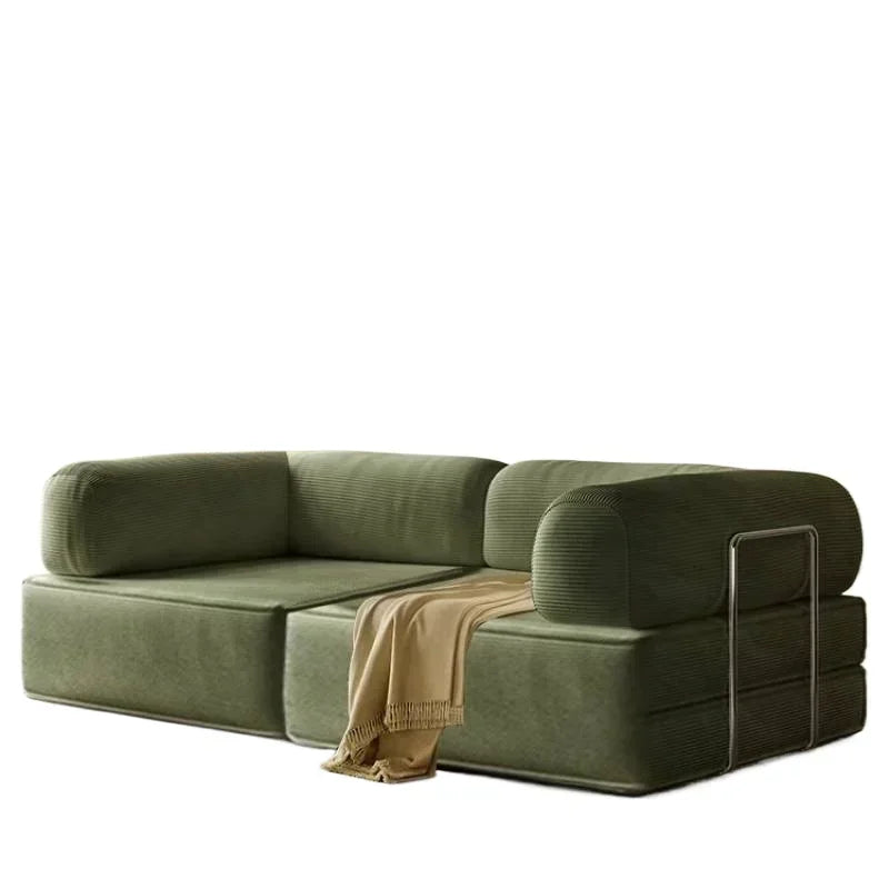 Large Green Nordic Living Room Sofa – Modern Compressed Armrest Lounge Chair for Home & Salon