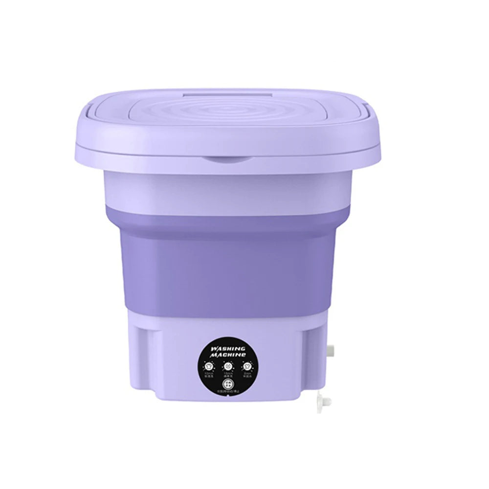 8L Portable Foldable Mini Washing Machine with Spin Dryer – Compact Washer for Socks, Underwear & Small Laundry