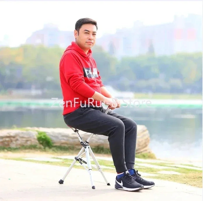 Aluminum Alloy Foldable Walking Cane with Seat – Adjustable Elderly Crutch Chair with Stool