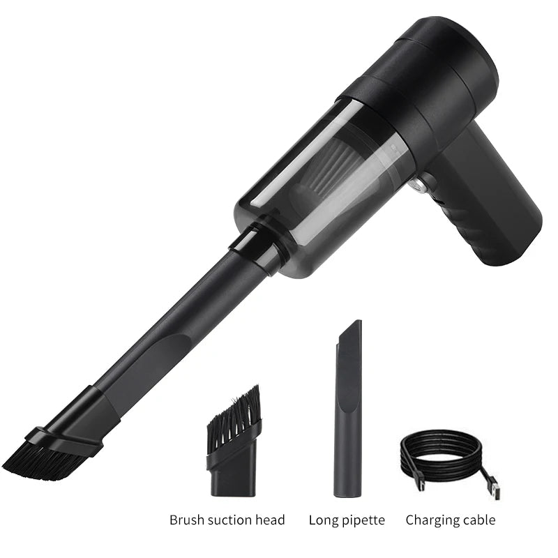 12000Pa Wireless Car Vacuum Cleaner – USB Rechargeable Mini Wet & Dry Cleaner