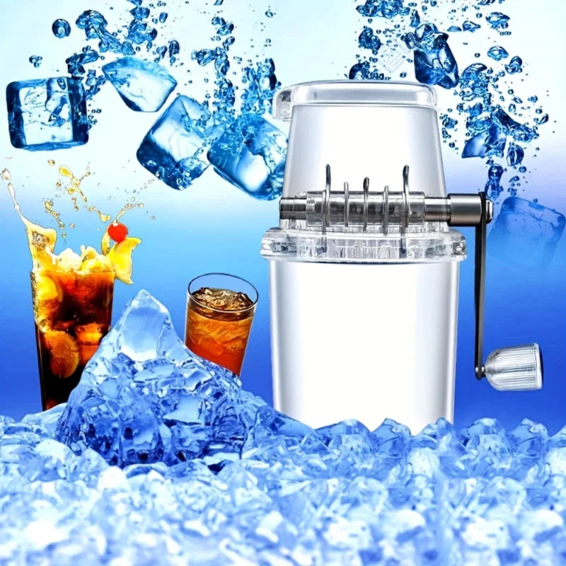 Manual Ice Crusher with Hand Crank – Portable Ice Shaver for Drinks & Desserts