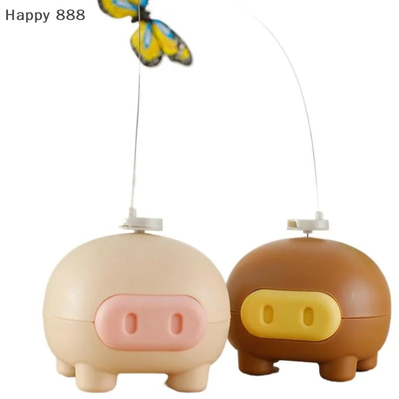 Interactive Electronic Cat Toy – Automatic Rotating Pig & Butterfly Puzzle Toy for Cats