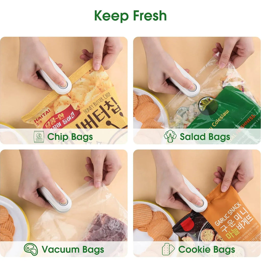 2-in-1 Mini Plastic Bag Heat Sealer & Cutter – Portable Handheld Food Storage Sealing Machine, Thermal Sealant for Snacks & Packaging