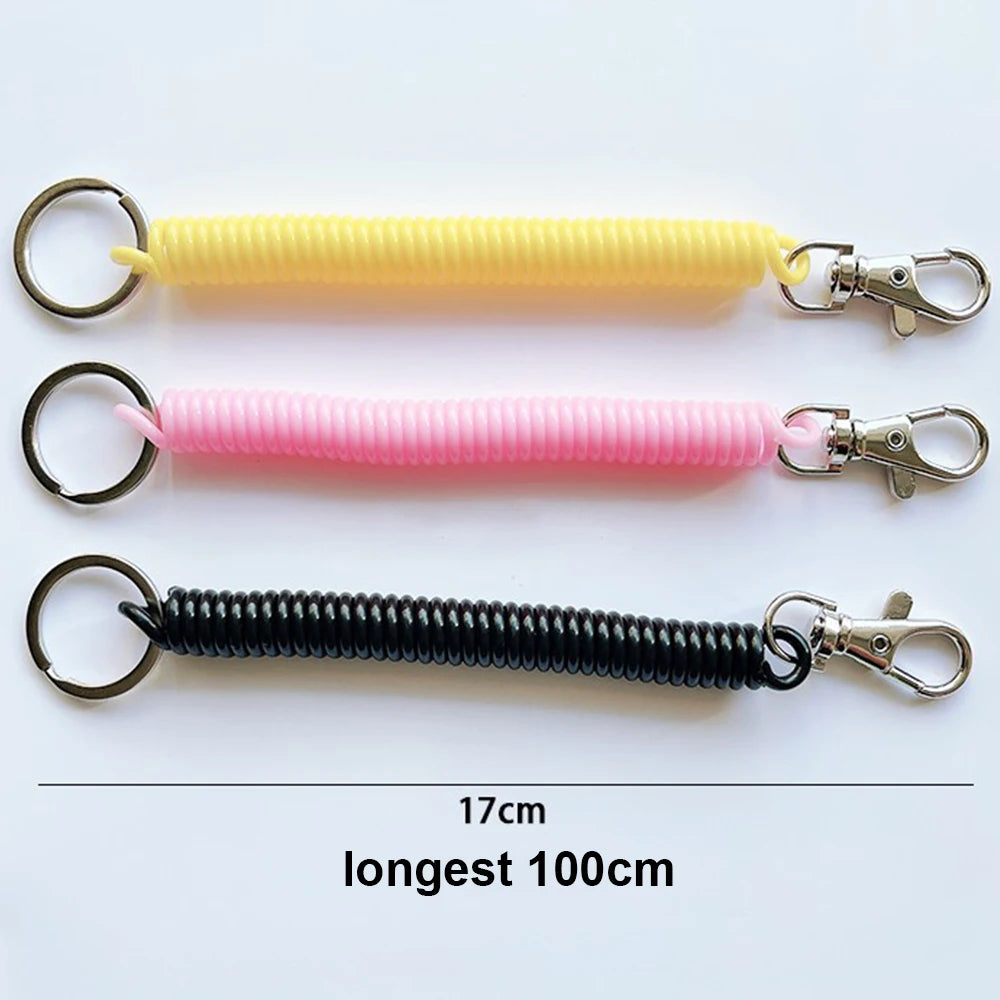 Creative Anti-Theft Elastic Keychain with Telescopic Spring Rope Secure Car Key & Handbag Holder for Men & Women
