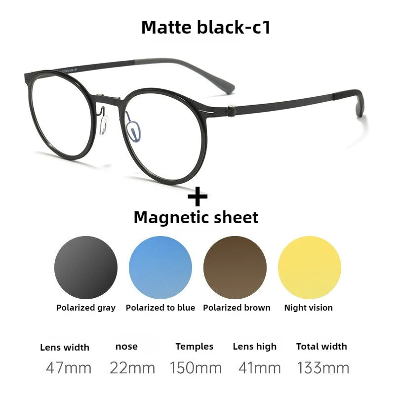 5-Lens Magnetic Polarized Sunglasses – Pure Titanium Frame Outdoor Driving Eyewear for Men