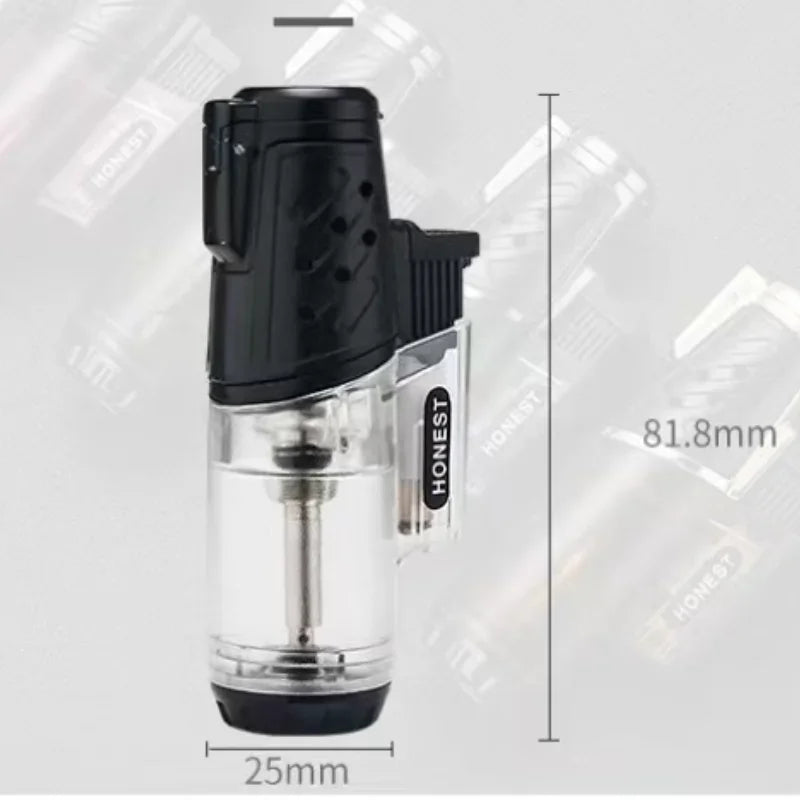 HONEST Turbo Torch Cigarette Lighter  Butane Gas Jet Flame with Flint, Unique Smoking Gadget for Men