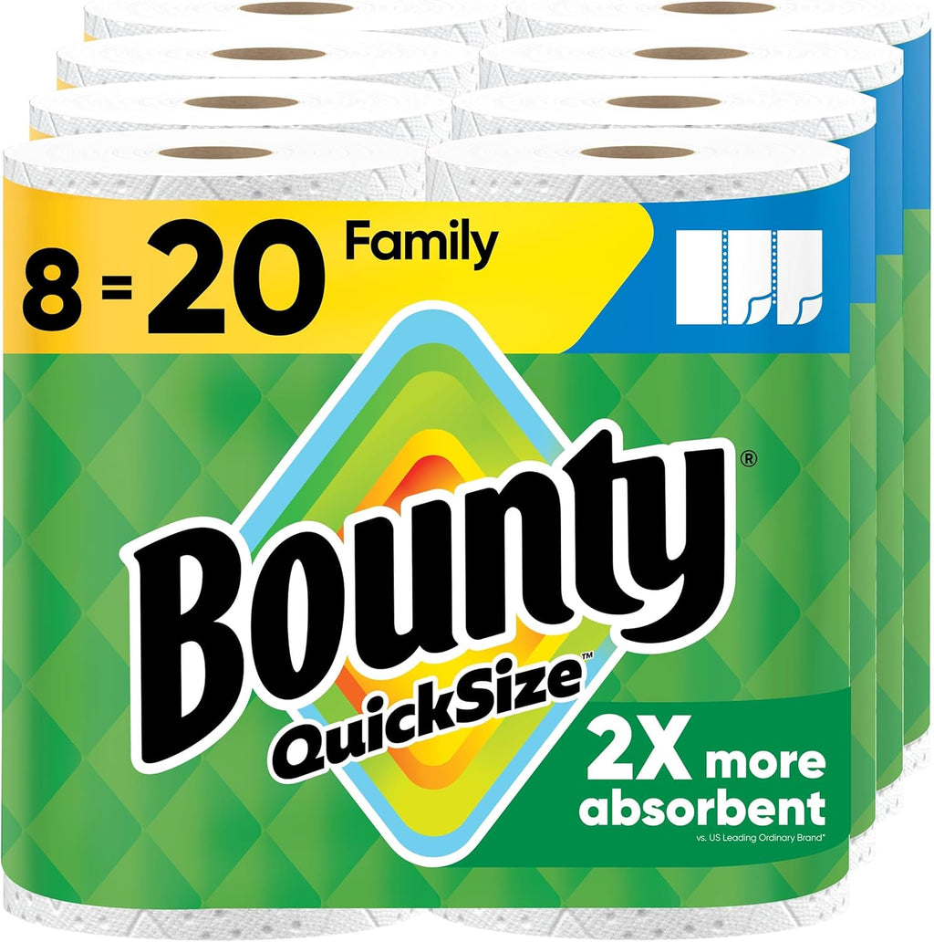 Bounty Quick Size Paper Towels – 2-Ply High Absorbent Family Rolls for Fast &amp; Efficient Cleaning